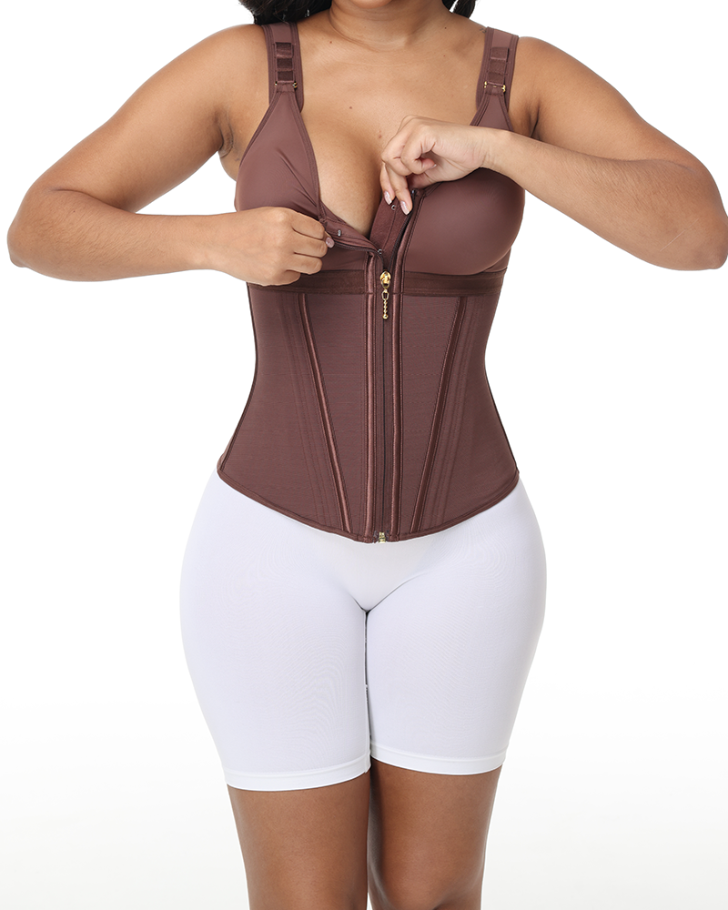 Chaleco de látex con corsé y sujetador