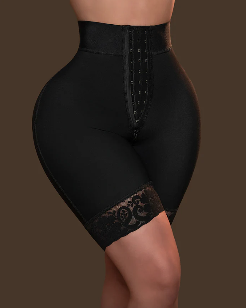 Short con silueta de sirena invisible con cremallera Deluxe Rosé - Fajas moldeadoras a media pierna